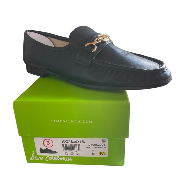 Sam Edelman Black Loafers with Gold Accent - Picture 2 of 15